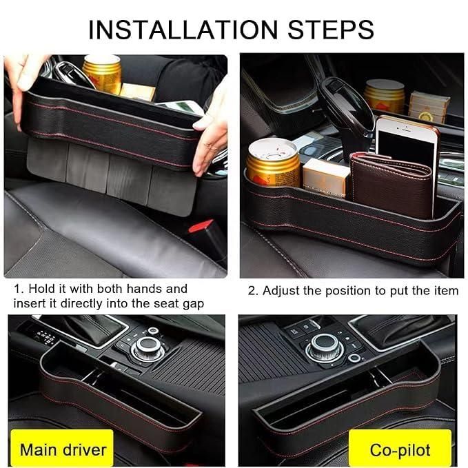 Seat Pockets PU Leather Car Console Side Organizer with Assorted Colour